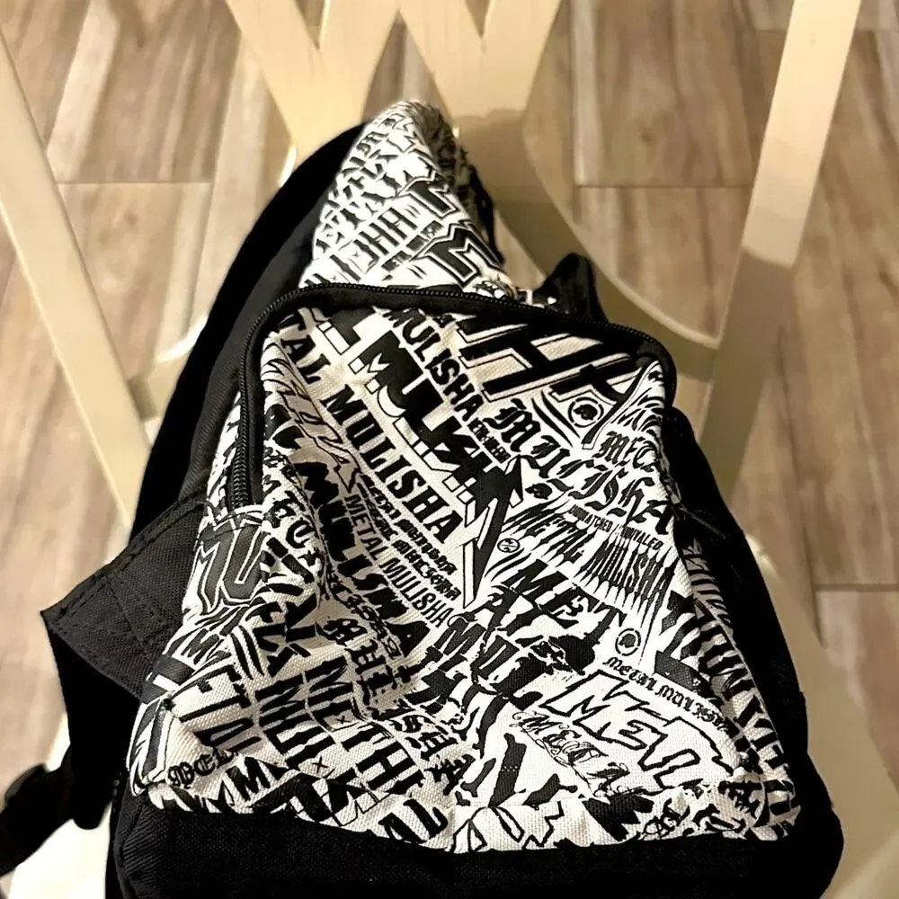 NWOT Rare Metal Mulisha Backpack Vintage Black White Laptop Bag Tons of Pockets - Picture 12 of 14